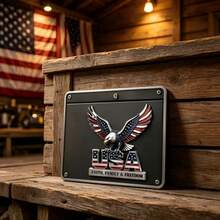 Patriotic American Metal Badge Sticker, 5.51*3.94 Inch Faith Family & Freedom American Badge Decal, Waterproof Decoration, Suitable For Motorcycle Fuel Tank, Car, Home Wall, Office Decor - Multicolor - View 8