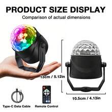 LED派對燈附遙控器-DJ燈光、RGB迪斯可球、聲控閃光燈、7種模式舞台燈,適用於居家舞會、生日派對、卡拉OK、婚禮與夜店 - 彩色 - 查看 5