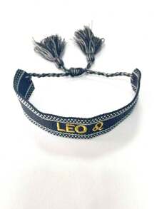 1pc Fashionable Zodiac Handmade Woven Tassel Bracelet With Embroidered Letter For Men And Women - Multicolor - View 18