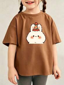 summer outfits graphic tees boys clothes teen girl clothesRopa Infantil de Verano Estampada para Niña Estilo Lindosummer - Marrón - Ver 1