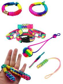2mm/4mm Diameter, Rainbow Paracord, DIY Rope, Bracelet Weaving Rope, Outdoor Camping Rope, - Multicolor - View 5