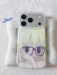 唯美动漫少女风 Y2K 防震手机壳，兼容 17 Pro Max 17 Pro 17 16 15 14 13 Pro Max 后盖 - 白色 - 查看 4