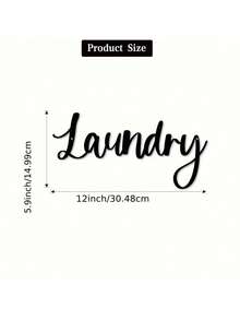 1pc Farmhouse Laundry Room Metal Wall Art – Rustic Hanging Sign For Laundry Room Or Bathroom Decor - Black - View 2