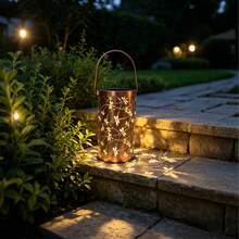 1pc Outdoor Solar Powered Garden Decorative Lantern, Bronze Metal Hollow Dragonfly Pattern Table Lamp, Romantic Dragonfly Projection Light, Suitable For Yard Lawn Outdoor Table Balcony Decoration Atmosphere Light - Bronze - View 4