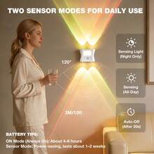 1pc/2pcs RGB Motion Sensor Wall Light, Rechargeable Magnetic Night Light, 3 Color Temperatures, Remote Control (Battery Not Included), Dimmable, Suitable For Bedroom, Hallway And Stairs - RGB Wall Light - View 8