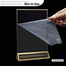 3/6pcs Transparent Acrylic Sign Holders 4X6/5x7/6x8/8.5x11 Inch Gold Frame Display Stands Double-Sided Acrylic Photo Frames Plastic Sign Holders Wedding Table Number/Menu Holders - T-gold - View 8