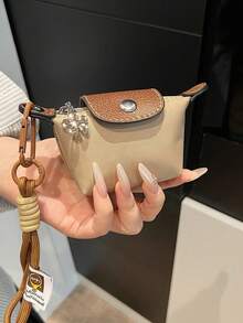 HAILIAN Women Mini Coin Purse, Wristlet Bag Charm, Multi-Color Pouch, Handbag Accessory, Daily Wallet, Gift For Friends, Mini Card & Coin Storage Bag - Khaki - View 3