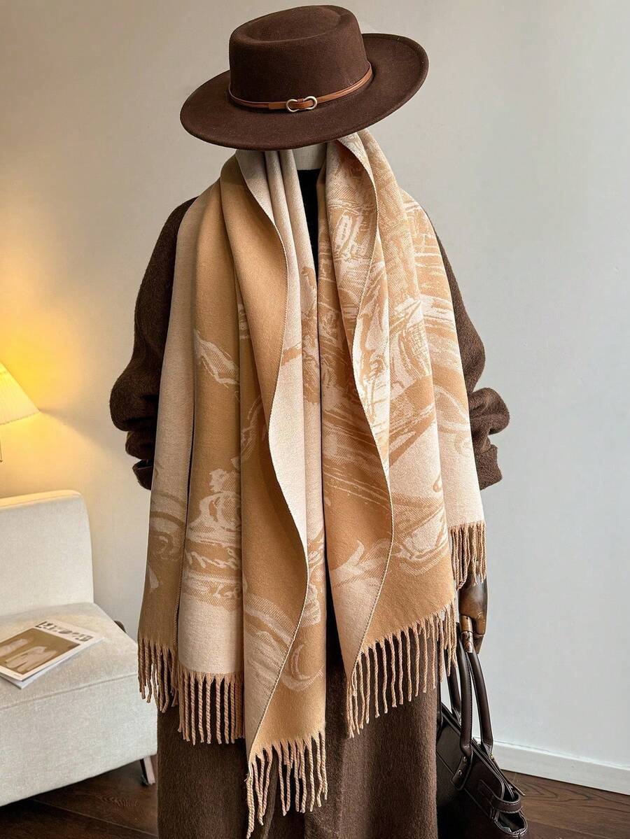 1 Stück Khaki Beige Herbst/Winter Neu Verdickter Warmer Schal Sommer Klimaanlage Schal Cheongsam Cape Hochwertiger Nackenwärmer Geschenk für Senioren - Orange - Übersicht 1