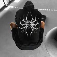 Sudadera unisex con capucha, estampado digital, estilo moderno y casual, para parejas, ideal para otoño e invierno, Halloween. - Negro - Ver 5