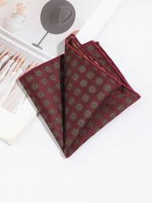 1pc Men's Vintage Cashew Flower Geometric Jacquard Pattern Pocket Square, Suitable For Formal Business Banquet Matching - Multicolor - View 8
