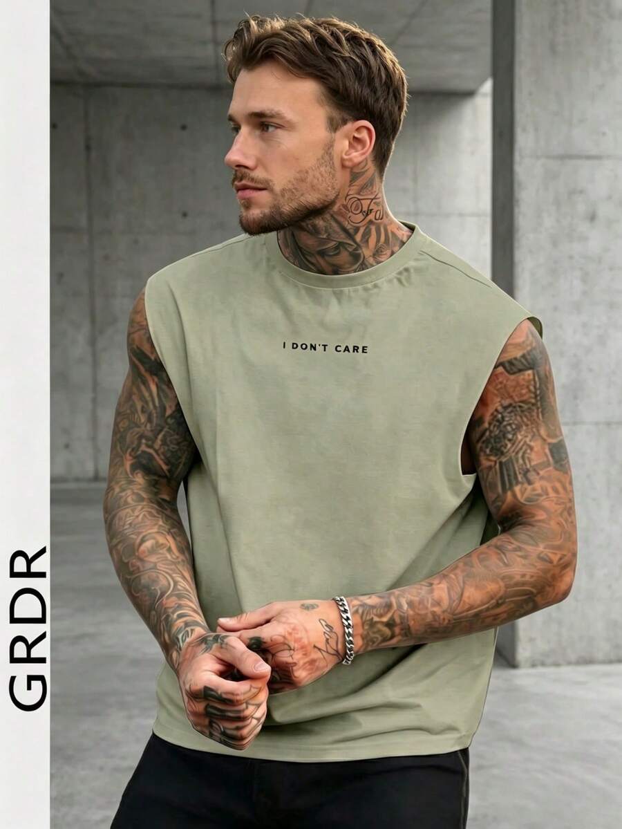 GRDR Men's Summer Casual Sleeveless Round Neck Tank Top - Mint Green - View 1