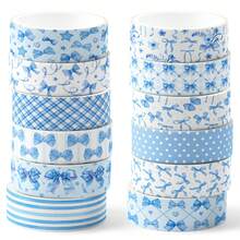 12pcs Multi Color Bow Washi Tapes Set, Red / Pink / Blue / Lavender / Black Bowknot Plaid Ahesive Decorative Masking Tape, For DIY Craft Scrapbooking Gift Wrapping Decor Stickers - Washi Tapes - View 12