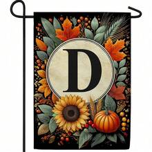 Autumn-Themed Garden Flag With Optional Initial (12.5 X 18 Inches, Double-Sided Print, Featuring Sunflowers And Pumpkins) - 1pc - View 19