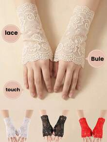 1 Pair Solid Color Spring/Summer Ultra-Lightweight Half-Finger Women's Gloves, Thin Sun Protection Half-Finger Gloves Suitable For Tea Picking, Driving, Cycling, Comfortable And Durable, Elastic Short Arm Guard Gloves, Holiday Gift, UV Protection - A - View 11