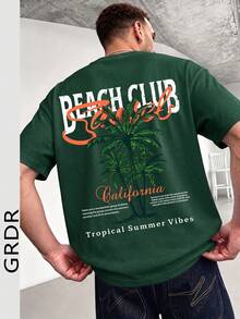 GRDR Men's Fashionable Printed Loose Short Sleeve T-Shirt | Exquisite Design | Summer Essential | Easy To Match | Showcase Your Style - Dark Green - View 1