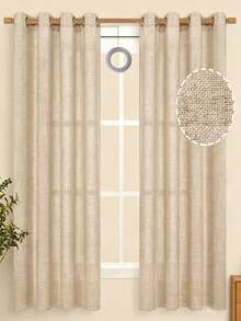 1pc Linen Material Modern Linen Gauze Curtain - Japanese Linen Style, Rod Pocket Design, Suitable For Living Room And Bedroom - Transparent And Light Filtering Curtain, Living Room Curtain, Bedroom Curtain (Tieback Not Included) - Multicolor - View 1