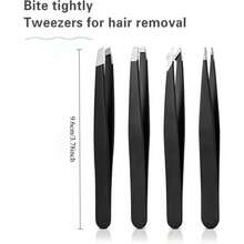 4pcs Stainless Steel High-Density Tweezers, Designed For Hair Removal, Beard Trimming And Eyebrow Shaping, Suitable For Hair Removal, Beard Trimming And Eyebrow Shaping Tool Set, All-Season Use, Durable, Essential Helper For Holidays! Must-Have For Makeup And Beauty Enthusiasts! - 4pcs - View 3