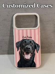 1pc Customizable Pet Photo And Name Phone Case, Striped Pattern Design, Compatible With 17 Pro Max 17 Air 16E 16 Pro Max 15 14 Plus 13 12 11 S24 20 Ultra A52S A31 A21S A13 A05S Note 13 Pro Plus Note 10 Note 12C Note 13C, TPU Material, DIY Personalized Pet Portrait Custom Photo Phone Case - White - View 7