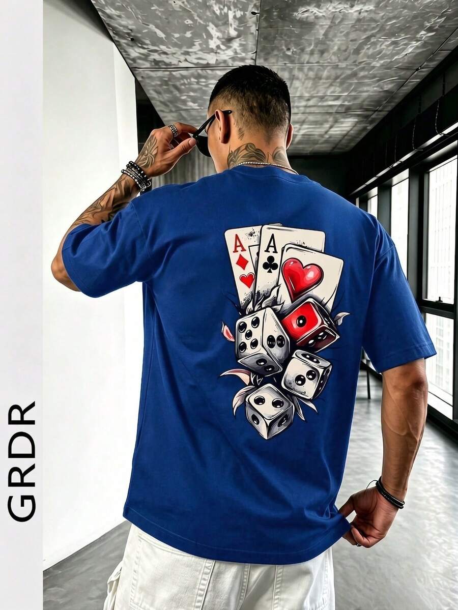 GRDR 男士夏季印花涂鸦短袖时尚T恤，适合夏季穿着