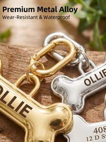 Customized Bone Shaped Pet ID Tag, Personalized Dog ID Tag Laser Engraved With Pet Name Address Phone Number, Durable Identification Tag For Dogs And Cats, Pet Supplies, Dog Medical Alert Tag - Multicolor - View 4