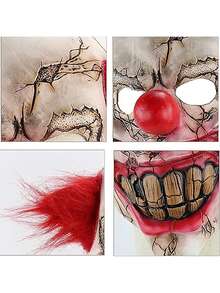 Adult Horror Killer Clown Mask, Scary Halloween Clown Mask With Red Hair, Suitable For Halloween, Carnival, Costume Party And Horror Themed Events, Ideal Holiday Gift For Family And Friends - Multicolor - View 5