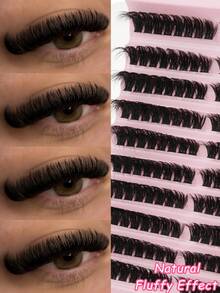 160 Clusters D Curl 3D Fluffy Wispy Lash Clusters, Natural Beginner Friendly DIY False Eyelashes - D - 查看 6