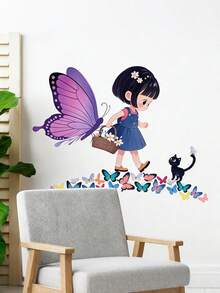 Swan Dancing Girl Butterfly Wall Sticker Self-Adhesive Home Decorative Background Wall Art Sticker Suitable For Children's Room - Multicolor - View 5