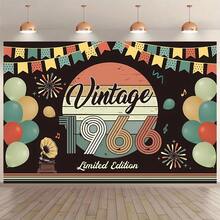 60th Birthday Decoration Set, Unisex, Includes Pre-Set 1966 Vintage Banner Party Decorations And 1966 Backdrop, Suitable For 60th Birthday Party Or Retirement Party Decoration - View 1
