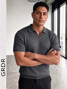 GRDR Men's Solid Color Short Sleeve Casual Commuter Knit Top - Dark Grey - View 4