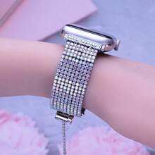 1件裝 多色多排水鑽優雅女款手鍊錶帶，適用 38/40/41/42/44/45/46/49mm 錶盤尺寸 Ultra1/2/3/SE/11/10/9/8/7/6/5/4/3/2/1 系列（不含手錶） - 七彩色 - 查看 10