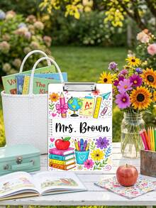 1pc Custom Teacher Name Clipboard, Personalized Teacher Clipboard, Colorful School Illustration,Teacher Appreciation Gift, Back To School,End Of Year,Gift For Preschool Elementary Educators,Desk Keepsake,Metal Clip - Multicolor - View 7