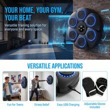 Music Boxing Machine - Wall-Mounted, Height Adjustable, Smart Counting Boxing Trainer, Wireless Music Connection, Fitness Equipment/Boxing Training Equipment/Music Boxing Machine. Suitable For Home Workouts - Free Gloves, Best Gift Choice - Black - View 3