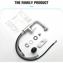 Grifos de Cocina con Pulverizador Extrable, Grifos de Lavabo de Bao Barra de Preparacin Grifo de Una Sola Manija 3 Agujeros Cocina Granja Utilitario Grifo para Lavandera al Aire Libre - Níquel cepillado - Ver 9