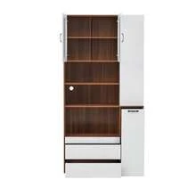 Highboard With Adjustable Shelves And Drawers, Sideboard With Pull-Out Shelves And Ribbed Glass, Ideal For Dining Room, Living Room And Kitchen - 白胡桃木 - 查看 10