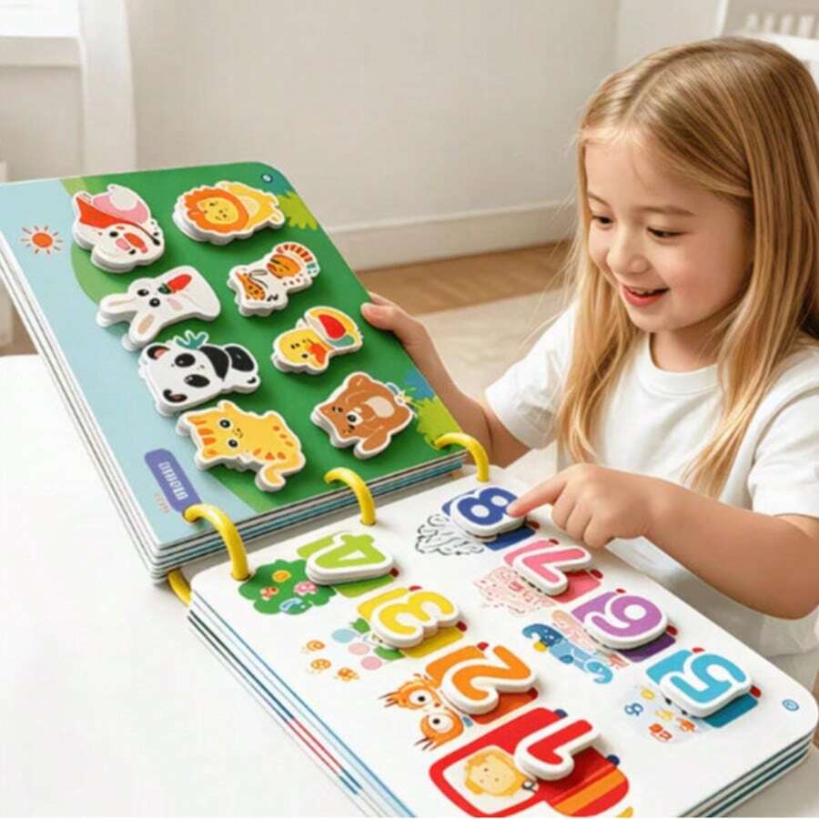 1pc Reusable Interactive Children Learning Cognitive Busy Book With Animal And Letter Matching Stickers, Enhances Hands-On Ability And Development, Teacher Supplies. Montessori Toys. Best Gift For Kids. - 彩色 - 查看 1