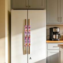 2pcs Floral Pattern Refrigerator Door Handle Covers, Door Handle Protector, Anti-Slip Anti-Oil Dust Cover For Refrigerator And Microwave, Suitable For School, Office, Home, Travel - Multicolor - View 12