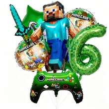 New Square World Steve Pixel World MC Theme Party Digital Balloon Set Birthday Party Decoration Balloons - View 6