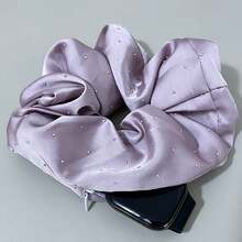 Invisible Built-In Zipper Large Capacity Storage Scrunchie, Premium Glossy Satin Rhinestone Hair Tie, Can Store Lipstick, Bluetooth Earbuds, Cash, Jewelry, Watch, Versatile Gentle Large Hair Tie For Commuting, Multiple Colors Available - Stitched Diamond Sequin Satin Braided Hairband - View 13