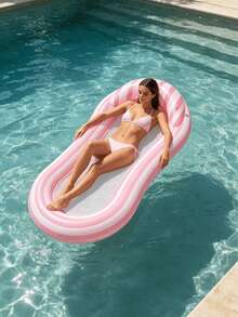 1pc Inflatable Lounge Chair, Inflatable Floating Bed, Dual-Color Patchwork Design, With Pillow, Suitable For Water, Beach, Seaside, Swimming Pool, Theme Party, Water Inflatable Float, Water Resting Seat, Pool Inflatable Float, Pool Raft, Air Pump Sold Separately - Multiple Styles - View 8