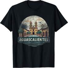 Commemorative T-Shirt Featuring The Retro Landscape Of Aguascalientes - Black - View 2