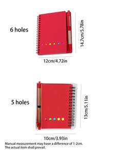 1/2/5pcs Notebook Set With Pen Holder And Random Color Index Label Stickers, Colorful Card Pen Design Spiral Bound Sticky Note Notebook, Creative Spiral Notebook Business Kraft Paper Notebook Sticky Note Combination Notepad, Suitable For Study And Office Use, Random Notebook, Sticky Note Set - Black - View 6