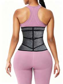 1 Piece, 2026 New Style Women's Zipper Sweat Belt, Neoprene Tummy Control Sports Waist Cincher - Grey - View 7