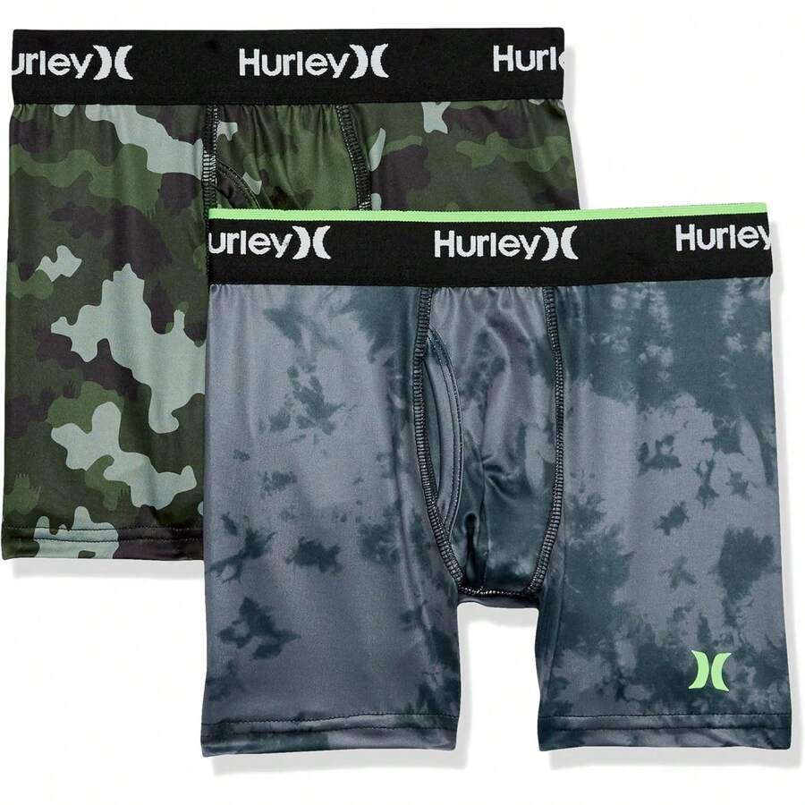 Hurley Boys Classic Boxer Briefs (2-Pack)-Discontinued - Black/Green Camo - View 1