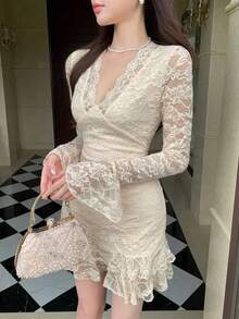 Women Midi Dresses - Apricot - View 10