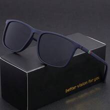 1pc Retro Square Frame Glasses, Solid Color, Unisex Casual Street Style, For Outdoor Sports, Beach, Photography, All Seasons - Black - View 5