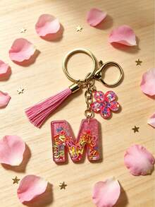 Colorful Flower Pendant Keychain, Suitable For Matching With Bags - Pink - View 3