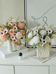 1/3/60pcs Artificial Embroidery Ball & Rose Bouquet, Realistic Texture, Suitable For Vase, Home, Hotel Room, Wedding Decoration, Tabletop Decor, Birthday Gift, Graduation Ceremony, Autumn Decoration And Other Occasions - White - View 6