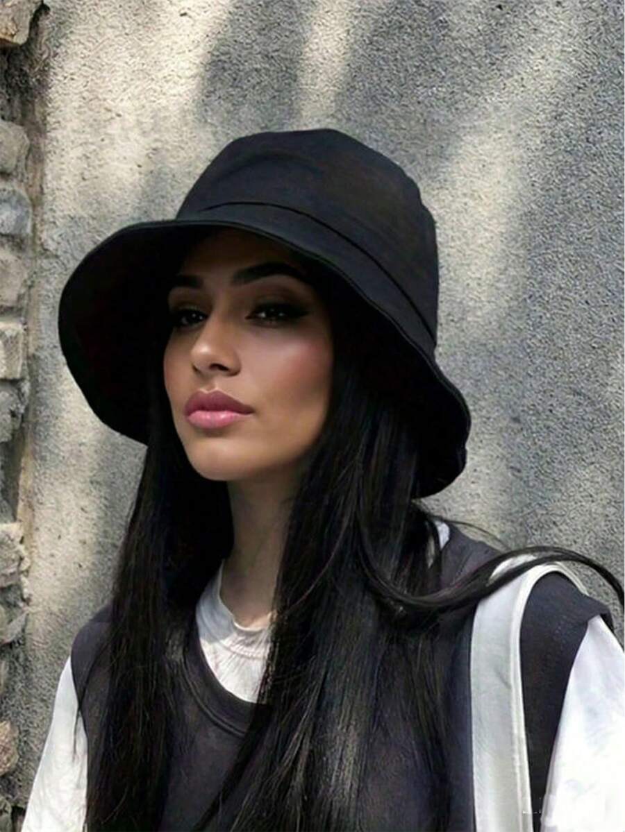 1pc Outdoor Wide Brim Bucket Hat, Sun Protection Sun Hat, Summer Casual Hat, Solid Color Bucket Hat - Multicolor - View 1