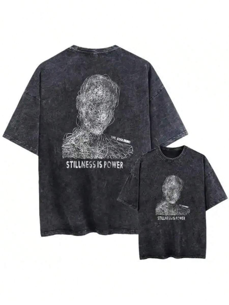 Oolmind U4 Streetwear, Novelty T-Shirt, Loose Fit, Crew Neck, Casual Wear For All Seasons, Y2k, Vintage, Streetwear, Christmas And Thanksgiving Gift, Cyber Monday. - 黑色 - 查看 1