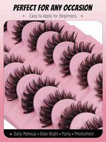 ICHICKISS 10 Pairs Soft False Eyelashes, Curly, Skin-Friendly Non-Irritating, Reusable, Suitable For Eyelash Extensions - Black - View 5